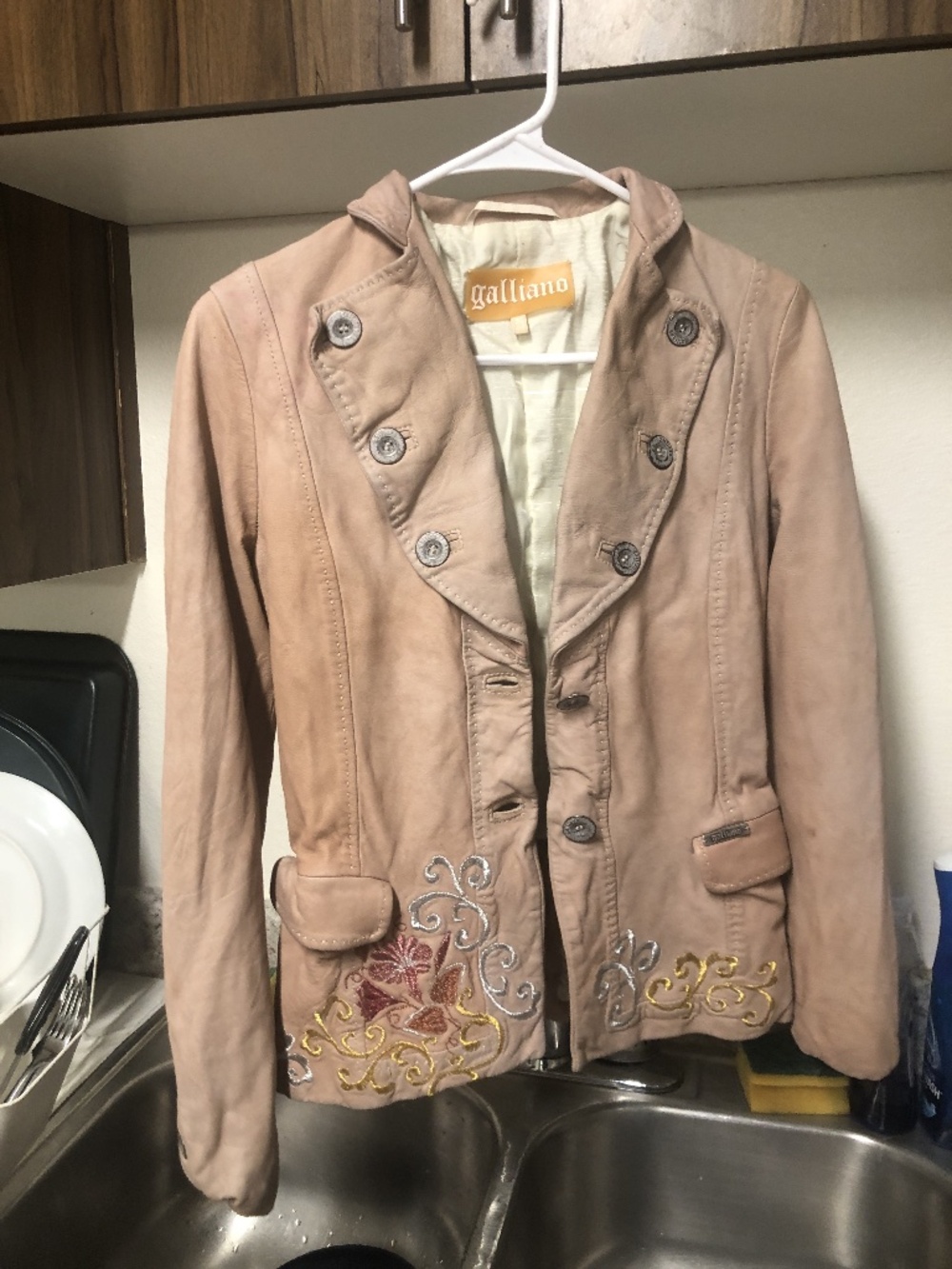 Vintage Galliano Embroidered Leather Jacket by Ittierre - Authentic Y2K Archive